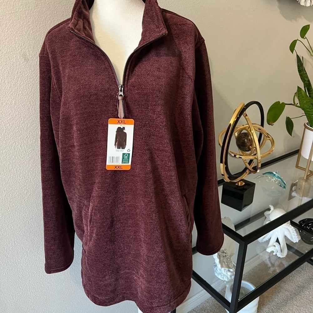 Women’s 32 Degrees Quarter Zip Up Warm and Cozy Long Sleeve Sweater Size…